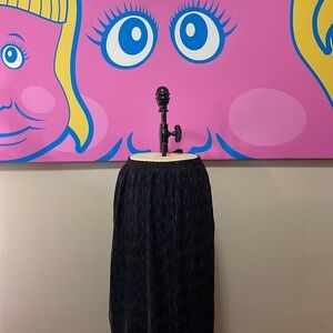 Cest Duo Black Pleated Evening Long Maxi Skirt